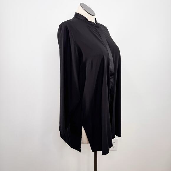 Citron Santa Monica Black Silk Tunic Top Minimalist Lagenlook Boho Work Size 0X - Picture 2 of 7